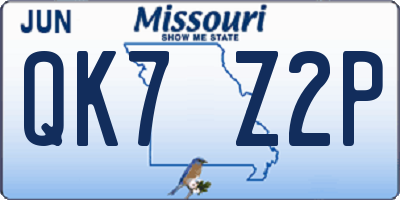 MO license plate QK7Z2P