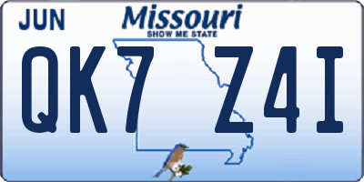 MO license plate QK7Z4I