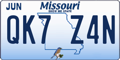 MO license plate QK7Z4N