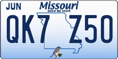 MO license plate QK7Z5O