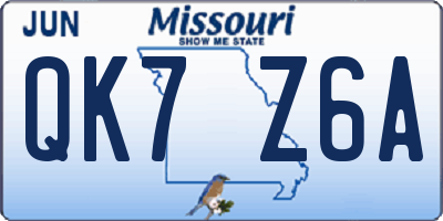 MO license plate QK7Z6A