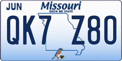 MO license plate QK7Z8O