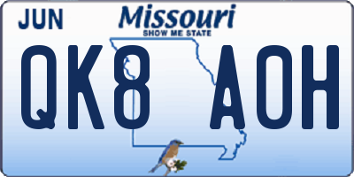 MO license plate QK8A0H