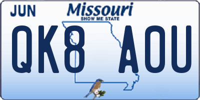 MO license plate QK8A0U