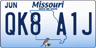 MO license plate QK8A1J