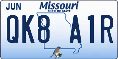 MO license plate QK8A1R