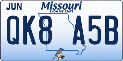 MO license plate QK8A5B
