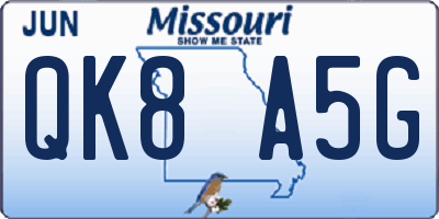 MO license plate QK8A5G