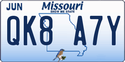 MO license plate QK8A7Y