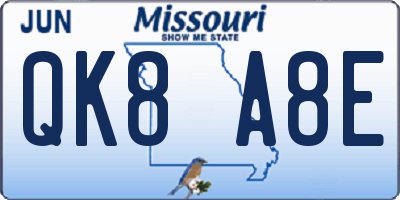 MO license plate QK8A8E