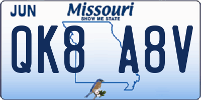 MO license plate QK8A8V