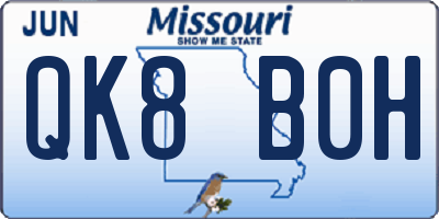 MO license plate QK8B0H