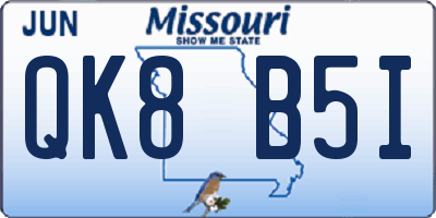 MO license plate QK8B5I
