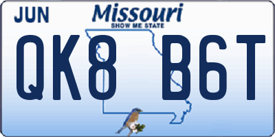 MO license plate QK8B6T
