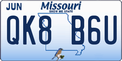 MO license plate QK8B6U