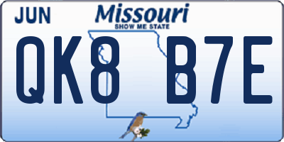 MO license plate QK8B7E