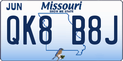 MO license plate QK8B8J