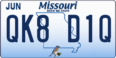 MO license plate QK8D1Q