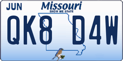 MO license plate QK8D4W