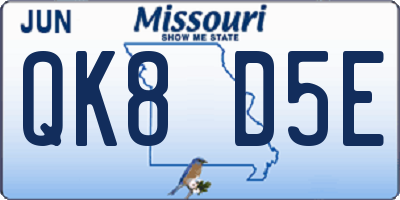MO license plate QK8D5E