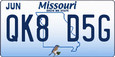 MO license plate QK8D5G