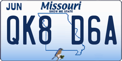 MO license plate QK8D6A