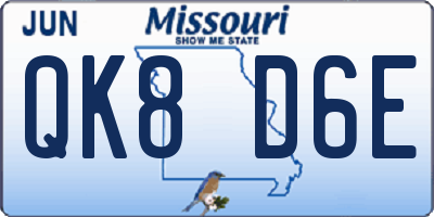 MO license plate QK8D6E