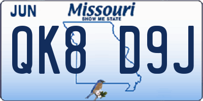 MO license plate QK8D9J