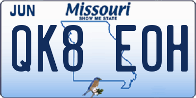 MO license plate QK8E0H