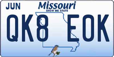 MO license plate QK8E0K