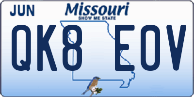 MO license plate QK8E0V