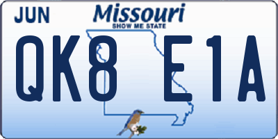 MO license plate QK8E1A