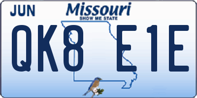 MO license plate QK8E1E