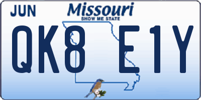 MO license plate QK8E1Y