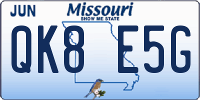 MO license plate QK8E5G
