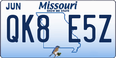 MO license plate QK8E5Z
