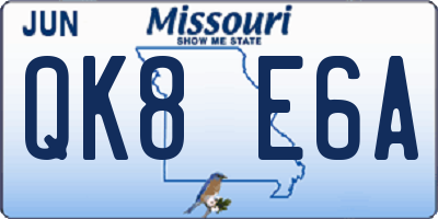 MO license plate QK8E6A
