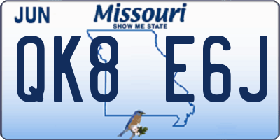 MO license plate QK8E6J