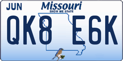 MO license plate QK8E6K