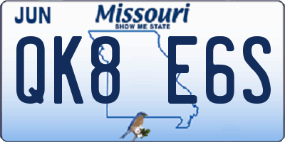 MO license plate QK8E6S
