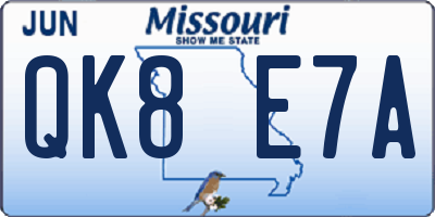 MO license plate QK8E7A