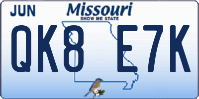 MO license plate QK8E7K