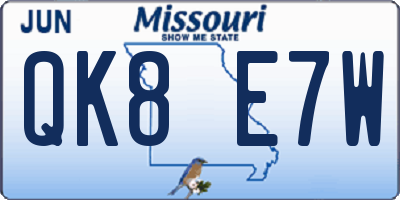 MO license plate QK8E7W