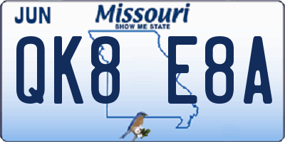 MO license plate QK8E8A