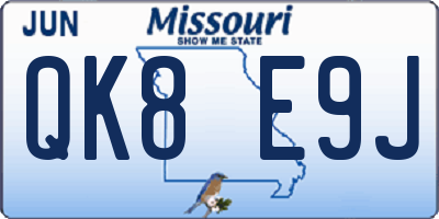 MO license plate QK8E9J