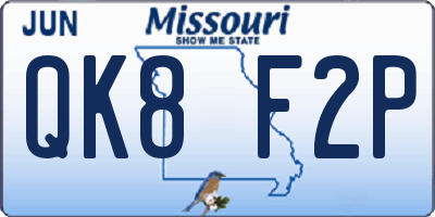 MO license plate QK8F2P
