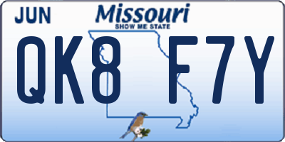 MO license plate QK8F7Y