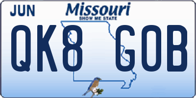 MO license plate QK8G0B