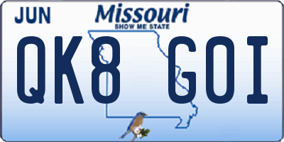 MO license plate QK8G0I
