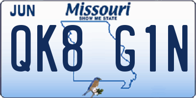 MO license plate QK8G1N